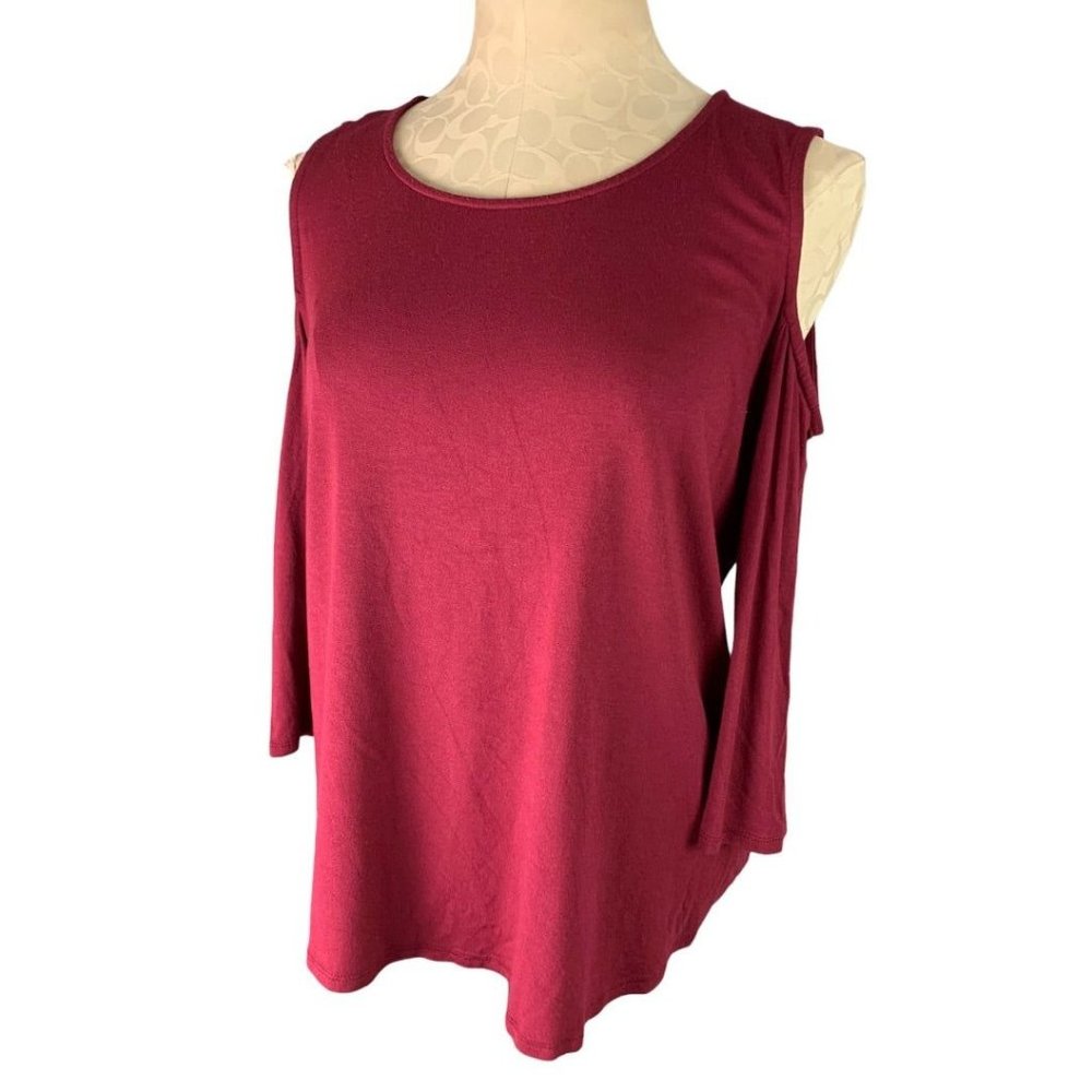 Small‎ Halogen Women's Cold Shoulder Top Pullover Raspberry Color